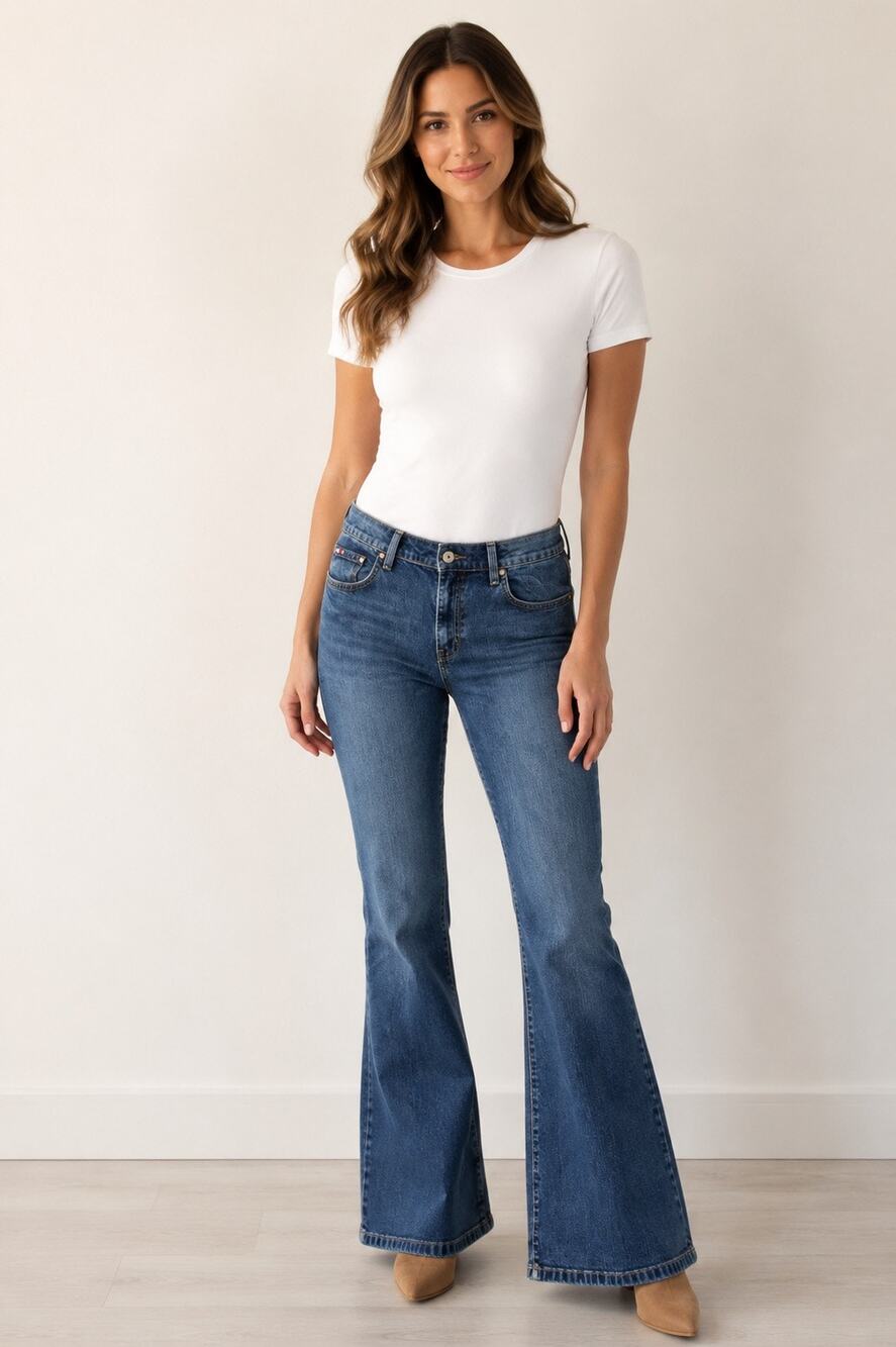 Tommy Hilfiger Women’s Low Rise Flare Jeans Medium Wash Y2K Size 14 Approx.